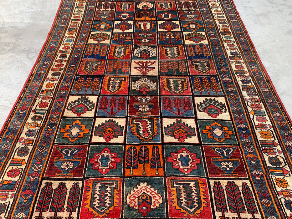 Handmade Persian Wool Area Rug 7x10 - Multicolor Traditional Persian Style Rug with Red & Rust Accents - Exact Size 9'4" x 6'6" - KBHM-1127