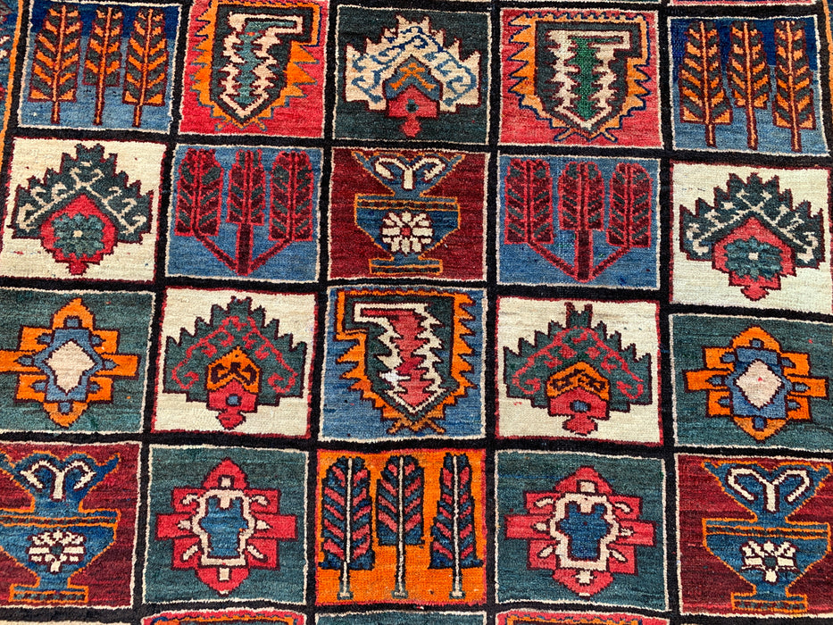 Handmade Persian Wool Area Rug 7x10 - Multicolor Traditional Persian Style Rug with Red & Rust Accents - Exact Size 9'4" x 6'6" - KBHM-1127