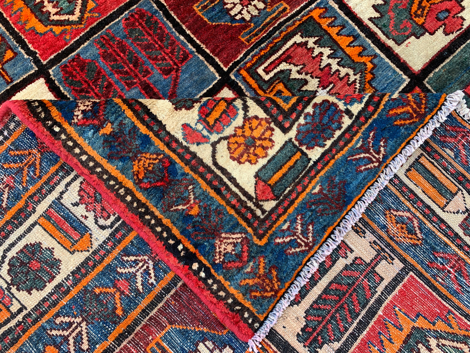 Handmade Persian Wool Area Rug 7x10 - Multicolor Traditional Persian Style Rug with Red & Rust Accents - Exact Size 9'4" x 6'6" - KBHM-1127