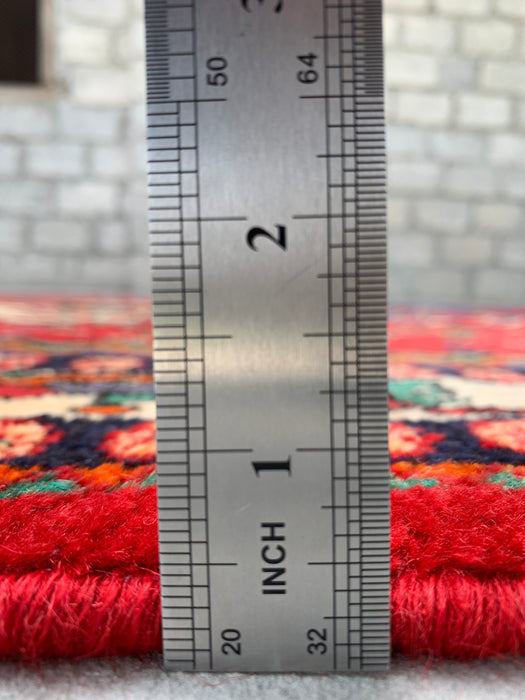 Handgeknoopt Perzisch wollen tapijt 6'6 x 5'3 rood tribaal medaillon vloerkleed - kbhm-1128