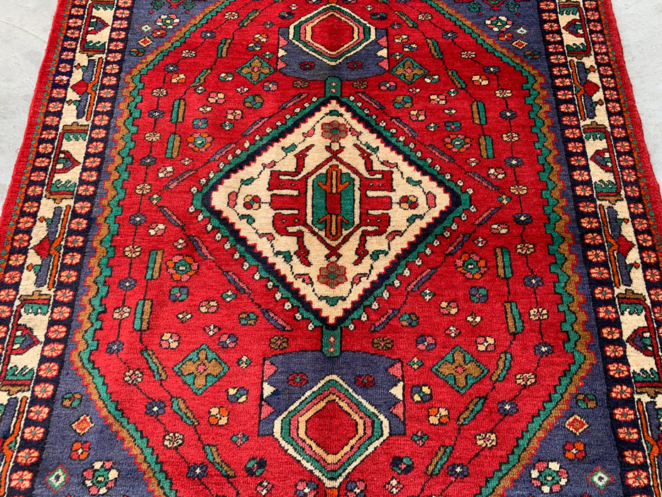 Handgeknoopt Perzisch wollen tapijt 6'6 x 5'3 rood tribaal medaillon vloerkleed - kbhm-1128