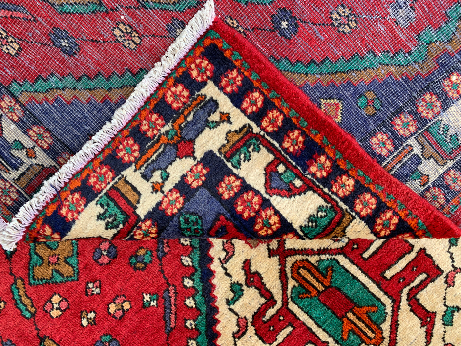 Handgeknoopt Perzisch wollen tapijt 6'6 x 5'3 rood tribaal medaillon vloerkleed - kbhm-1128