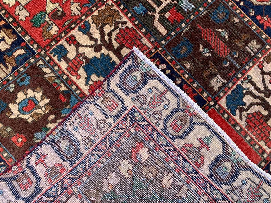 Handgemaakt Perzisch wollen vloerkleed 7x10 - Ivoor, marineblauw, rood & blauw traditioneel tuin-paneel Perzische stijl vloerkleed - Exacte afmeting 9'5" x 6'5" - KBHM-1131