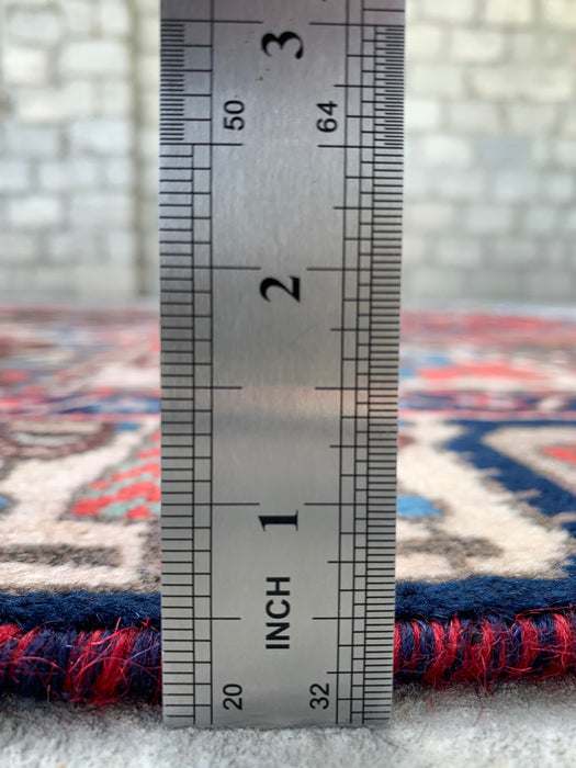 Handgemaakt Perzisch wollen vloerkleed 7x10 - Ivoor, marineblauw, rood & blauw traditioneel tuin-paneel Perzische stijl vloerkleed - Exacte afmeting 9'5" x 6'5" - KBHM-1131