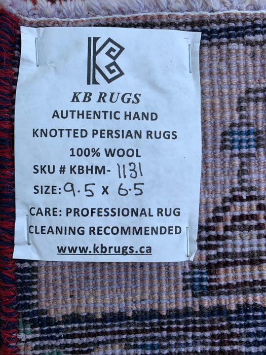 Handgemaakt Perzisch wollen vloerkleed 7x10 - Ivoor, marineblauw, rood & blauw traditioneel tuin-paneel Perzische stijl vloerkleed - Exacte afmeting 9'5" x 6'5" - KBHM-1131