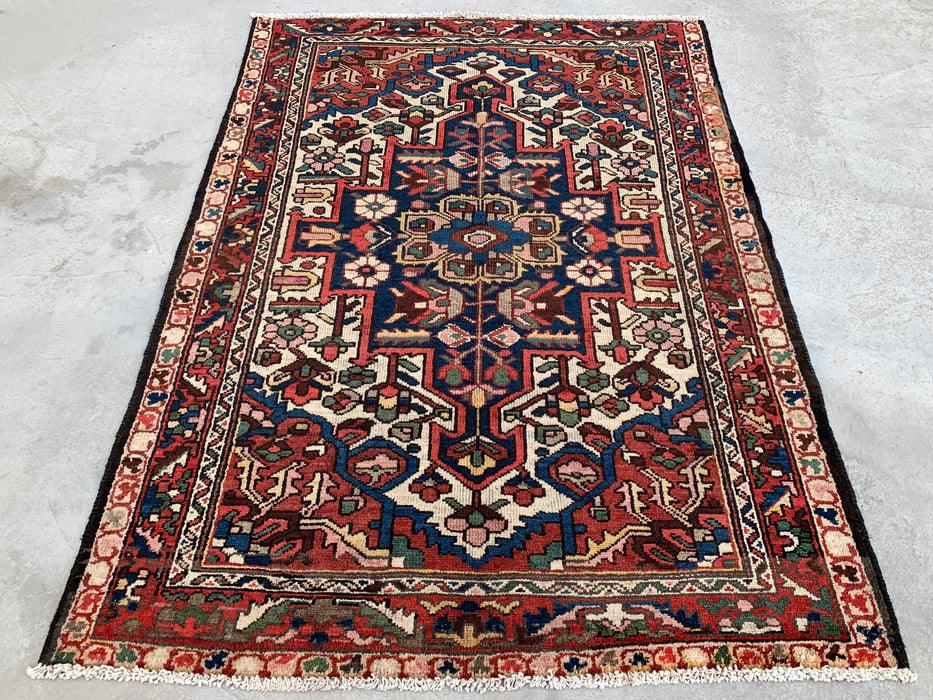 Handgeknoopt Perzisch wollen tapijt 6'1" x 4'6" – Ivoor, marineblauw & rood | KBHM-1133