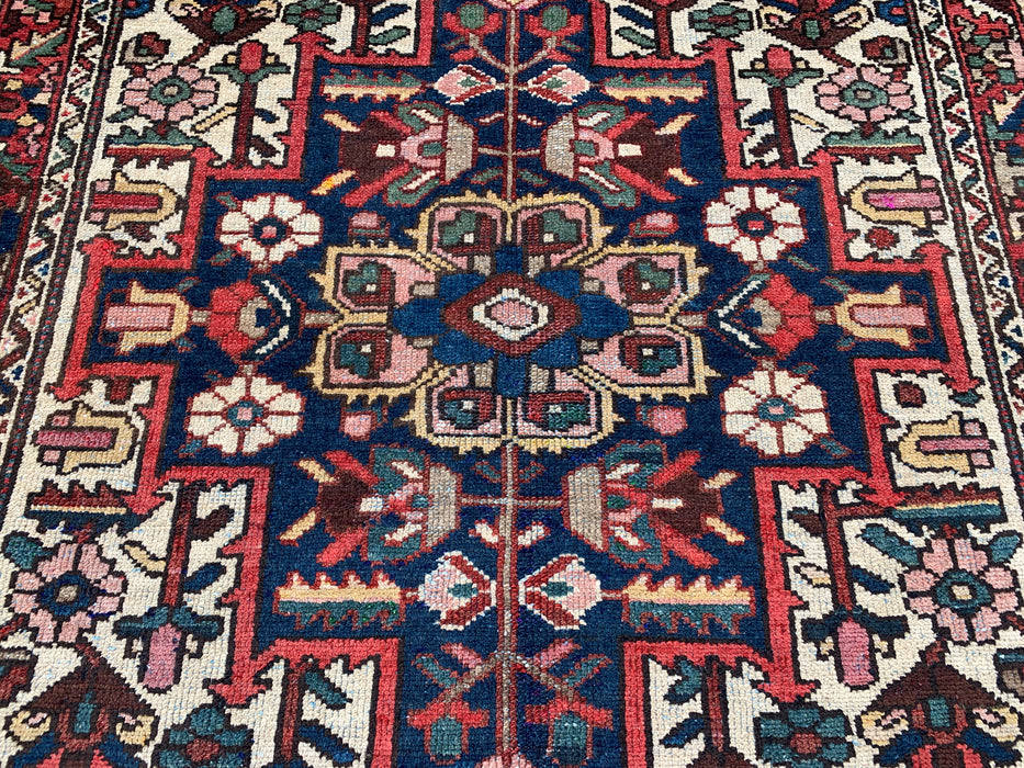 Handgeknoopt Perzisch wollen tapijt 6'1" x 4'6" – Ivoor, marineblauw & rood | KBHM-1133