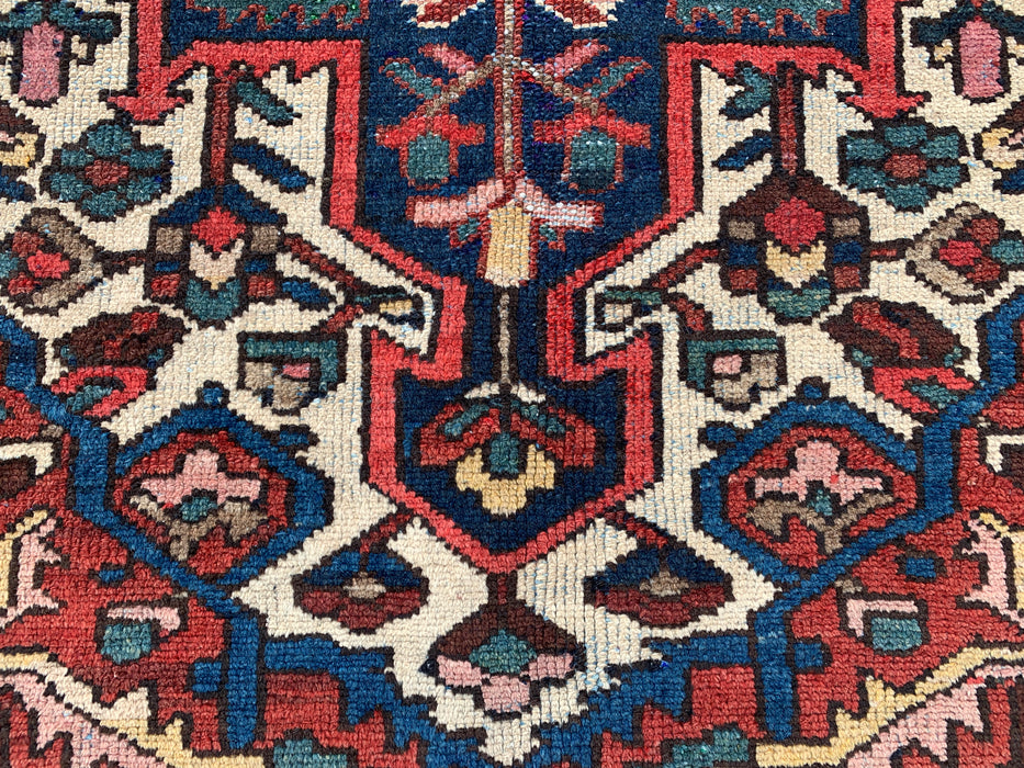 Handgeknoopt Perzisch wollen tapijt 6'1" x 4'6" – Ivoor, marineblauw & rood | KBHM-1133