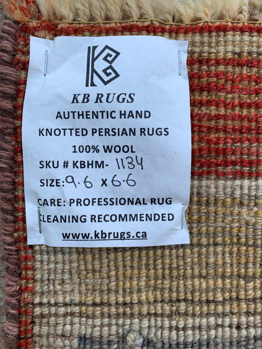 Handgemaakt Perzisch wollen vloerkleed 7x10 - Veelkleurig geometrisch kleed in Perzische stijl - Exacte afmeting 6'6" x 9'6" - KBHM-1134