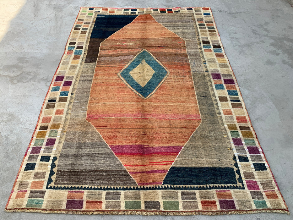 Handgemaakt Perzisch wollen vloerkleed 7x10 - Veelkleurig geometrisch kleed in Perzische stijl - Exacte afmeting 6'6" x 9'6" - KBHM-1134