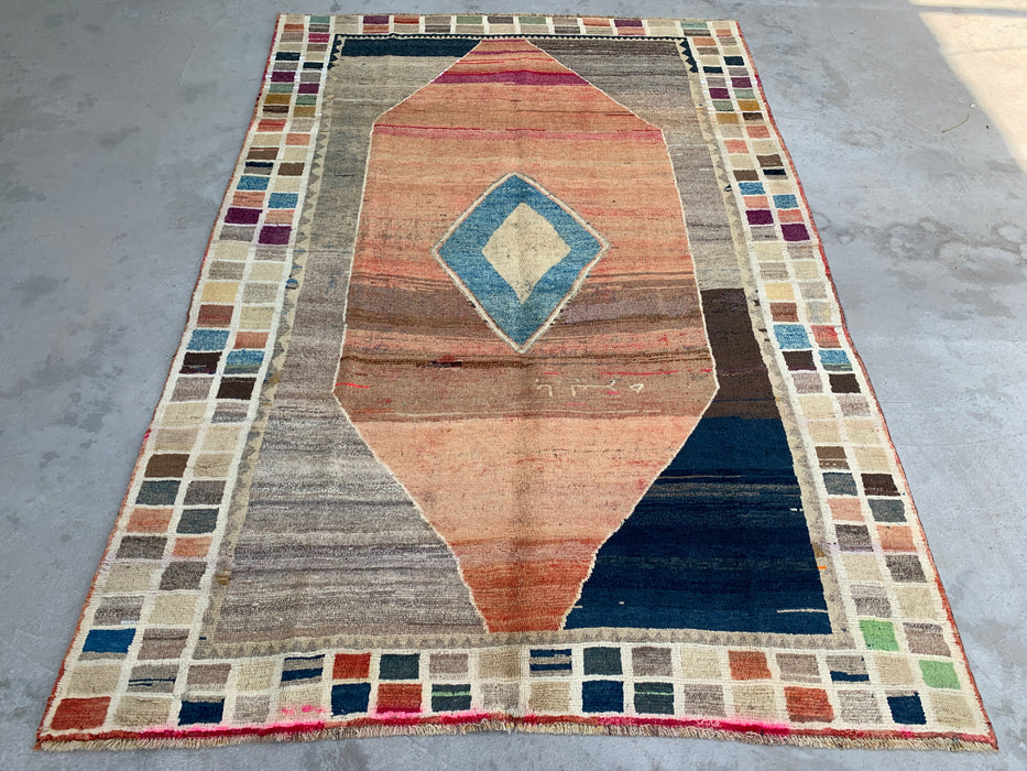 Handgemaakt Perzisch wollen vloerkleed 7x10 - Veelkleurig geometrisch kleed in Perzische stijl - Exacte afmeting 6'6" x 9'6" - KBHM-1134