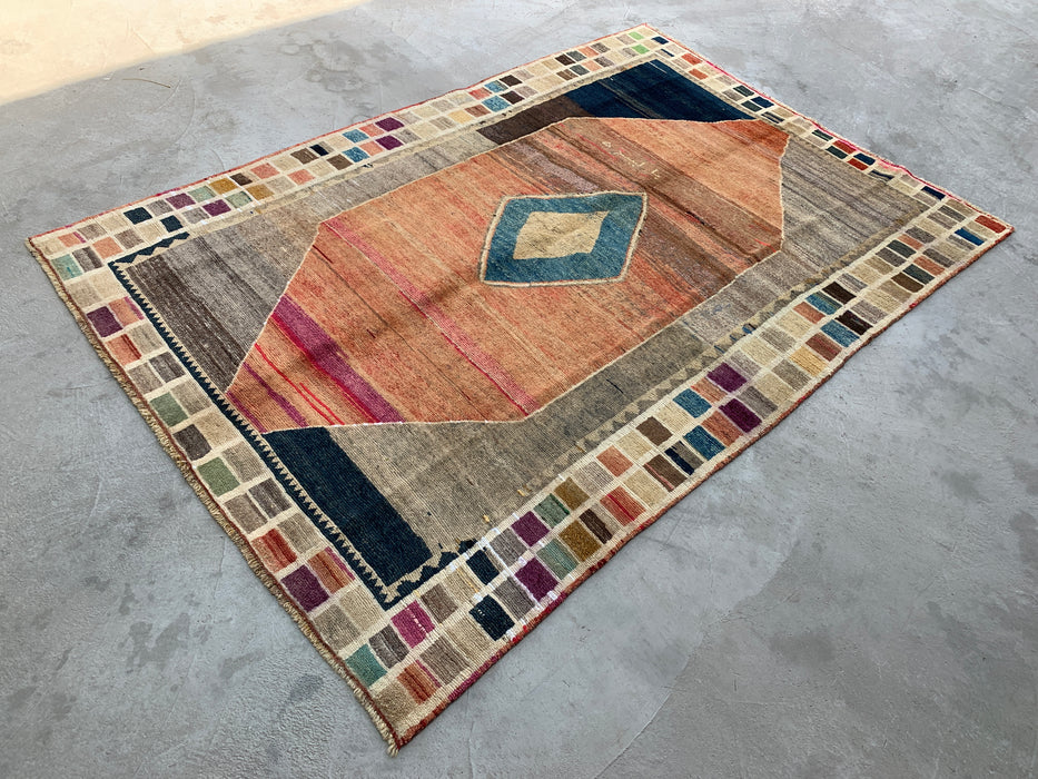 Handgemaakt Perzisch wollen vloerkleed 7x10 - Veelkleurig geometrisch kleed in Perzische stijl - Exacte afmeting 6'6" x 9'6" - KBHM-1134