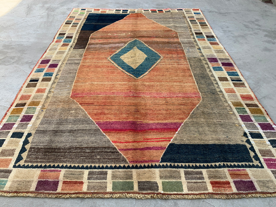 Handgemaakt Perzisch wollen vloerkleed 7x10 - Veelkleurig geometrisch kleed in Perzische stijl - Exacte afmeting 6'6" x 9'6" - KBHM-1134