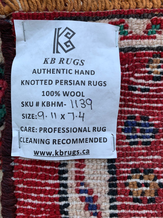 Handgemaakt Perzisch wollen vloerkleed 7x10 - Rood & Blauw Perzisch stijl vloerkleed - Exacte afmeting 9'11" x 7'4" - KBHM-1139