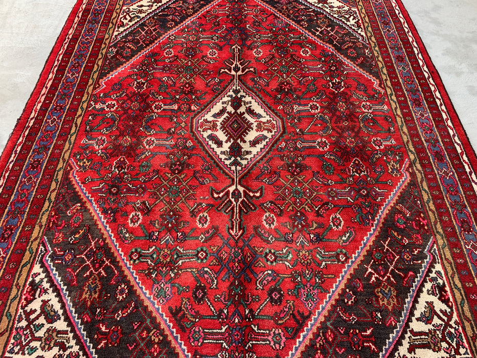 Handgemaakt Perzisch wollen vloerkleed 7x10 - Rood & Blauw Perzisch stijl vloerkleed - Exacte afmeting 9'11" x 7'4" - KBHM-1139