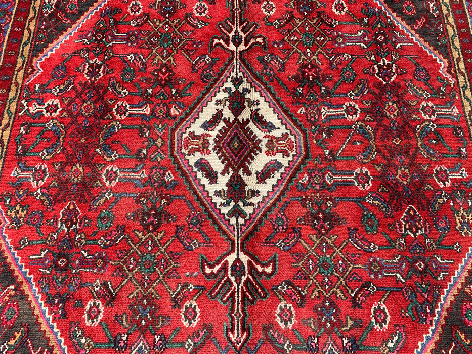Handgemaakt Perzisch wollen vloerkleed 7x10 - Rood & Blauw Perzisch stijl vloerkleed - Exacte afmeting 9'11" x 7'4" - KBHM-1139