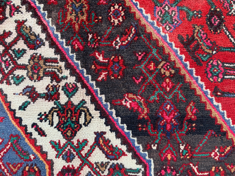 Handgemaakt Perzisch wollen vloerkleed 7x10 - Rood & Blauw Perzisch stijl vloerkleed - Exacte afmeting 9'11" x 7'4" - KBHM-1139
