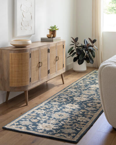 Caesar Handmade Wool Rug — Navy / Beige | CAE-1154