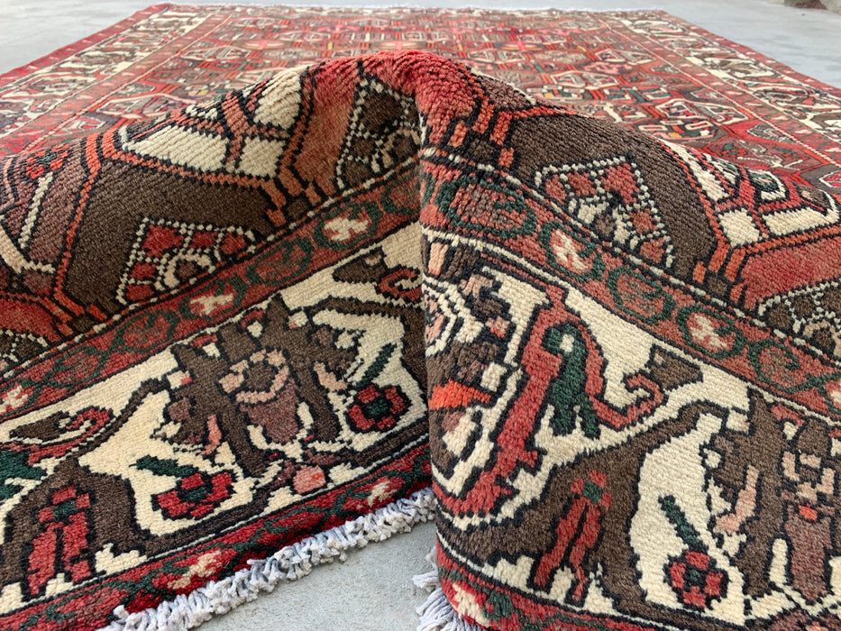 Handgemaakt Perzisch wollen vloerkleed 210x300 cm - Perzisch stijl vloerkleed in bordeaux, bruin, zwart & ivoor - Exacte afmetingen 299 cm x 205 cm - KBHM-1140