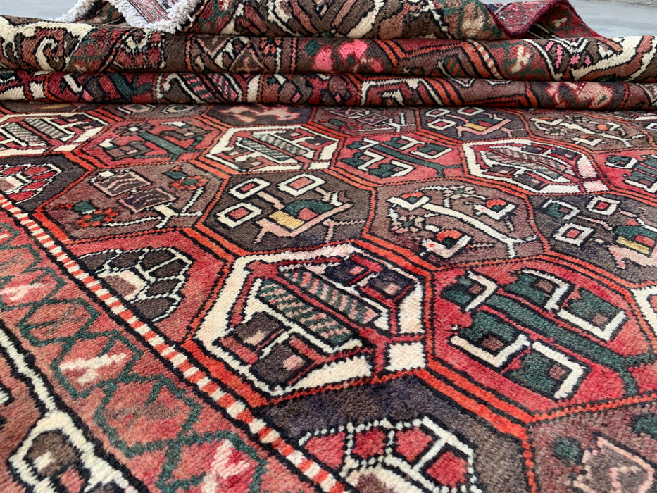 Handgemaakt Perzisch wollen vloerkleed 210x300 cm - Perzisch stijl vloerkleed in bordeaux, bruin, zwart & ivoor - Exacte afmetingen 299 cm x 205 cm - KBHM-1140