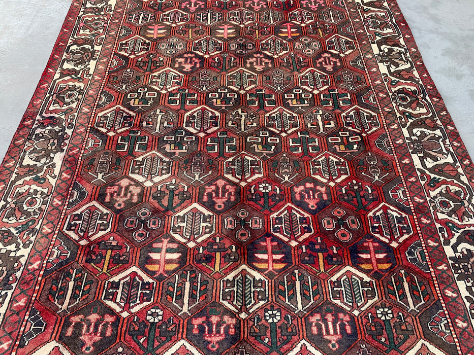 Handgemaakt Perzisch wollen vloerkleed 210x300 cm - Perzisch stijl vloerkleed in bordeaux, bruin, zwart & ivoor - Exacte afmetingen 299 cm x 205 cm - KBHM-1140