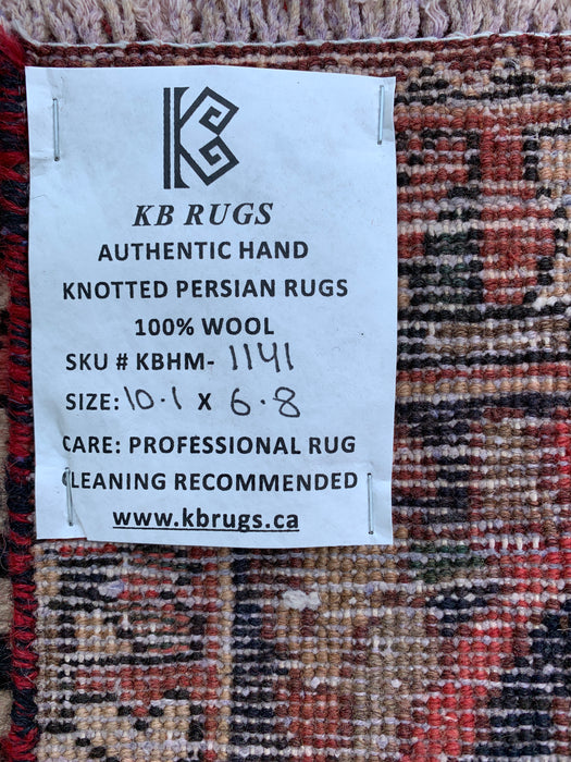 Handmade Persian Wool Area Rug 7x10 - Multicolor Garden Panel Persian Style Rug - Exact Size 10'1" x 6'8" - KBHM-1141