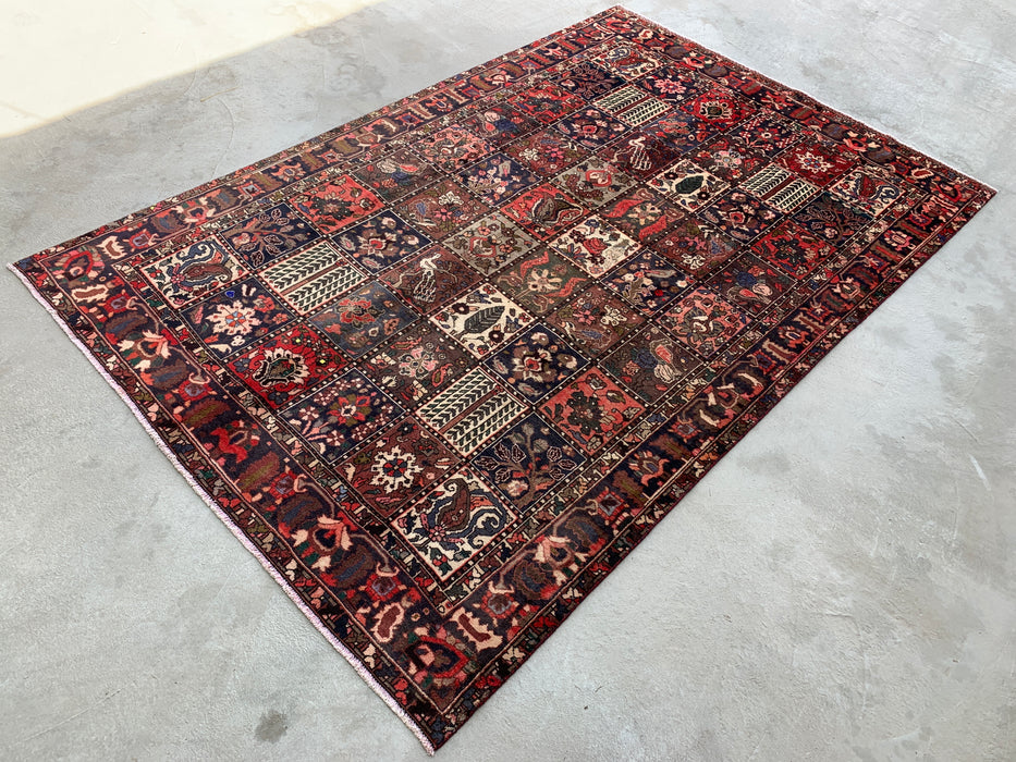 Handmade Persian Wool Area Rug 7x10 - Multicolor Garden Panel Persian Style Rug - Exact Size 10'1" x 6'8" - KBHM-1141