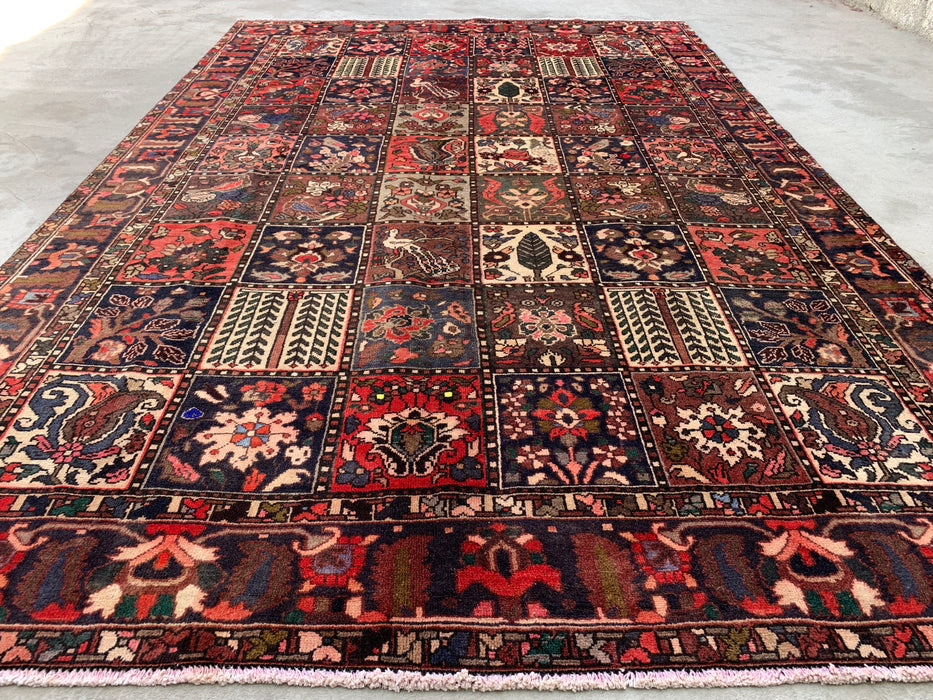 Handmade Persian Wool Area Rug 7x10 - Multicolor Garden Panel Persian Style Rug - Exact Size 10'1" x 6'8" - KBHM-1141
