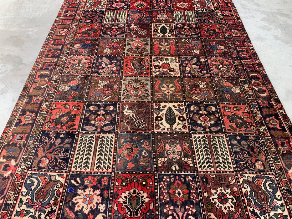 Handmade Persian Wool Area Rug 7x10 - Multicolor Garden Panel Persian Style Rug - Exact Size 10'1" x 6'8" - KBHM-1141