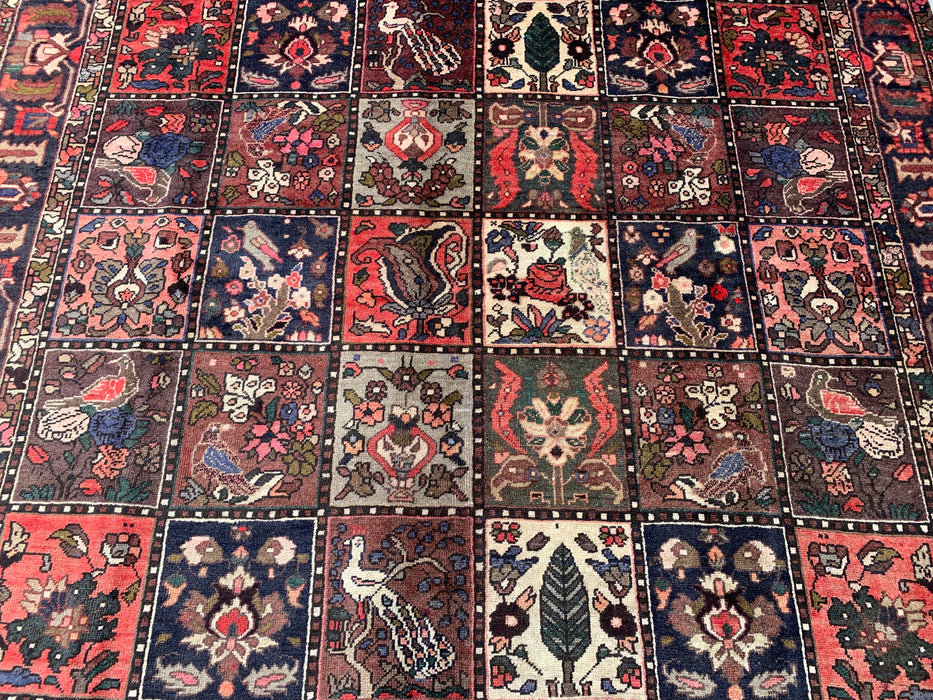 Handmade Persian Wool Area Rug 7x10 - Multicolor Garden Panel Persian Style Rug - Exact Size 10'1" x 6'8" - KBHM-1141
