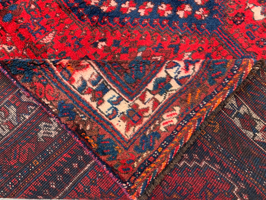 Handgeweven Perzisch wollen karpet 7x10 - Traditioneel Perzisch tapijt met medaillon in rood, marineblauw & ivoor - Exacte afmeting 310 cm x 188 cm (10'2" x 6'2") - KBHM-1143