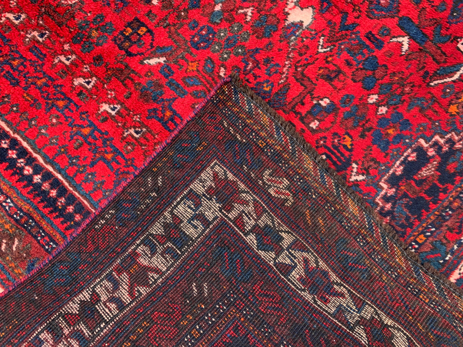 Handgeweven Perzisch wollen karpet 7x10 - Traditioneel Perzisch tapijt met medaillon in rood, marineblauw & ivoor - Exacte afmeting 310 cm x 188 cm (10'2" x 6'2") - KBHM-1143