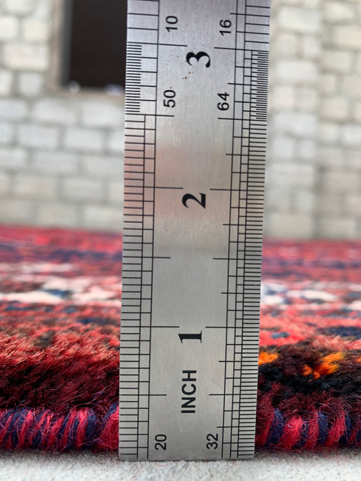 Handgeweven Perzisch wollen karpet 7x10 - Traditioneel Perzisch tapijt met medaillon in rood, marineblauw & ivoor - Exacte afmeting 310 cm x 188 cm (10'2" x 6'2") - KBHM-1143