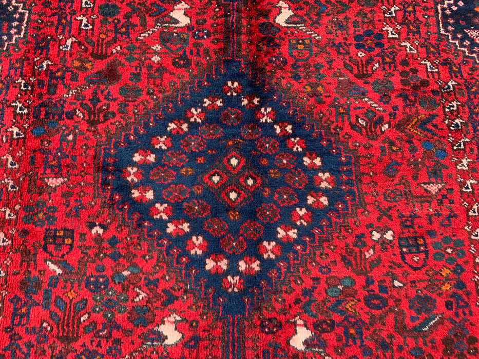 Handgeweven Perzisch wollen karpet 7x10 - Traditioneel Perzisch tapijt met medaillon in rood, marineblauw & ivoor - Exacte afmeting 310 cm x 188 cm (10'2" x 6'2") - KBHM-1143