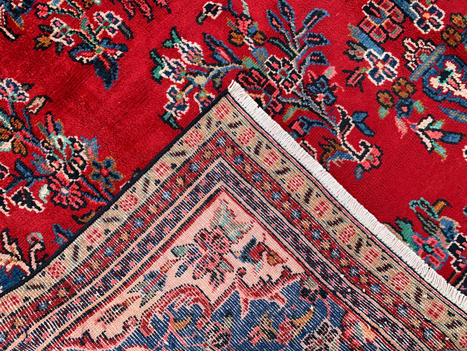 Handgemaakt Perzisch wollen vloerkleed 7x10 - Rood, blauw & ivoor traditioneel Perzisch bloemenkleed - Exacte afmeting 10'2" x 7'0" - KBHM-1149