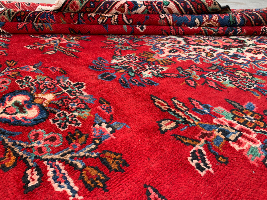 Handgemaakt Perzisch wollen vloerkleed 7x10 - Rood, blauw & ivoor traditioneel Perzisch bloemenkleed - Exacte afmeting 10'2" x 7'0" - KBHM-1149