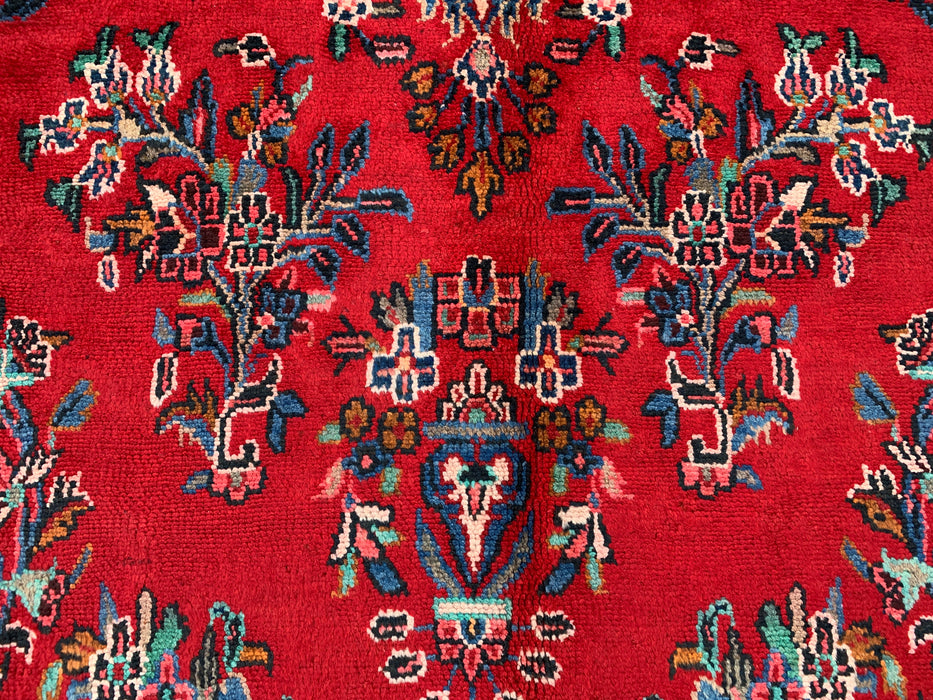 Handgemaakt Perzisch wollen vloerkleed 7x10 - Rood, blauw & ivoor traditioneel Perzisch bloemenkleed - Exacte afmeting 10'2" x 7'0" - KBHM-1149