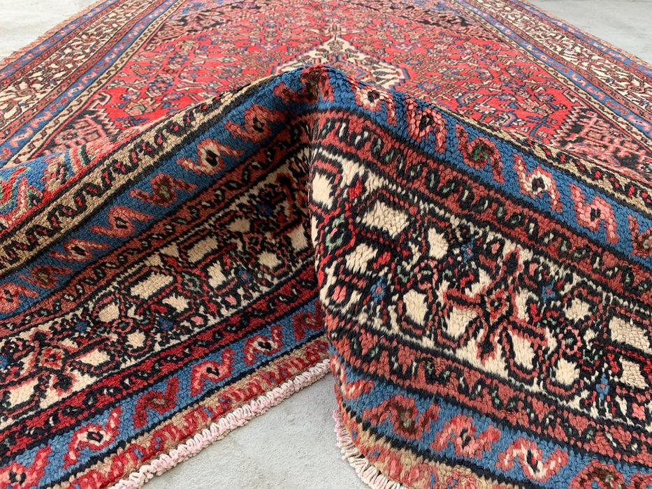 Handgeweven Perzisch wollen vloerkleed 213x305 cm - Rood, blauw, ivoor & oudroze traditioneel medaillon Perzisch stijl kleed - Exacte afmeting 315 cm x 206 cm - KBHM-1150