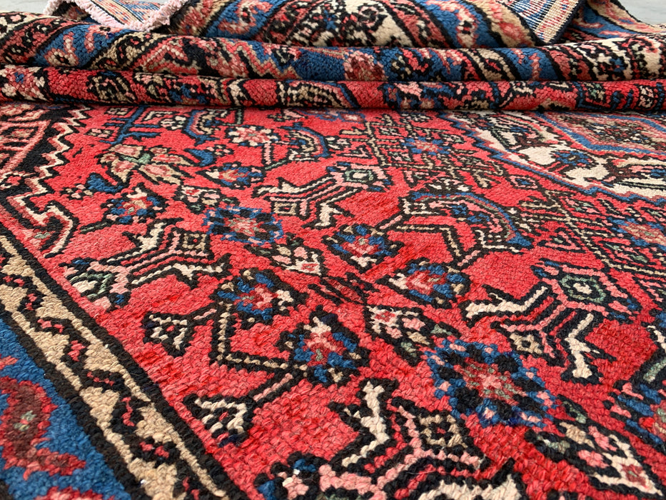 Handgeweven Perzisch wollen vloerkleed 213x305 cm - Rood, blauw, ivoor & oudroze traditioneel medaillon Perzisch stijl kleed - Exacte afmeting 315 cm x 206 cm - KBHM-1150