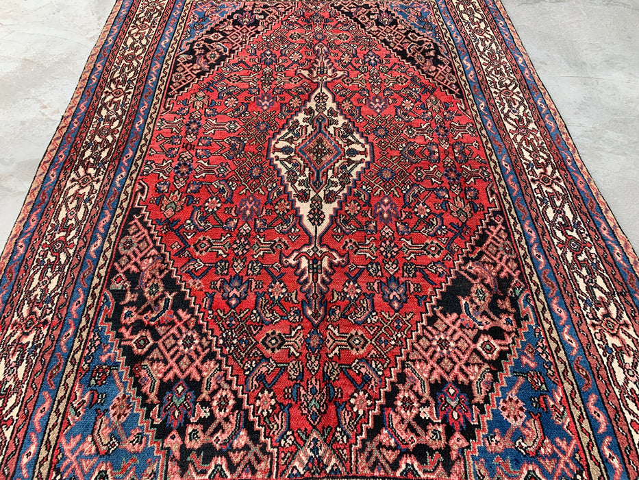 Handgeweven Perzisch wollen vloerkleed 213x305 cm - Rood, blauw, ivoor & oudroze traditioneel medaillon Perzisch stijl kleed - Exacte afmeting 315 cm x 206 cm - KBHM-1150
