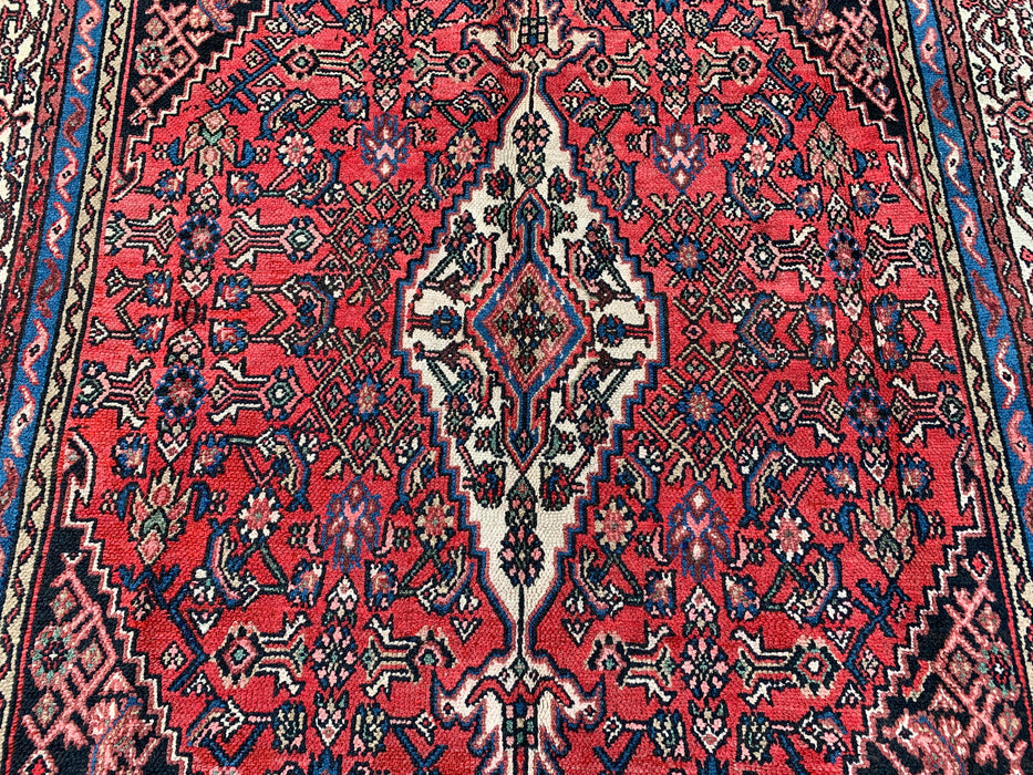Handgeweven Perzisch wollen vloerkleed 213x305 cm - Rood, blauw, ivoor & oudroze traditioneel medaillon Perzisch stijl kleed - Exacte afmeting 315 cm x 206 cm - KBHM-1150