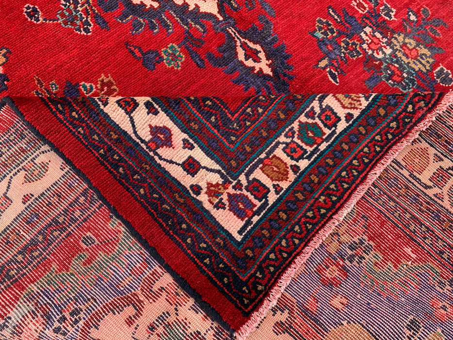 Handgemaakt Perzisch wollen vloerkleed 210x305 cm - Rood & marineblauw Perzisch tapijt met bloemenmedaillon - Exacte afmetingen 299 cm x 208 cm - KBHM-1152