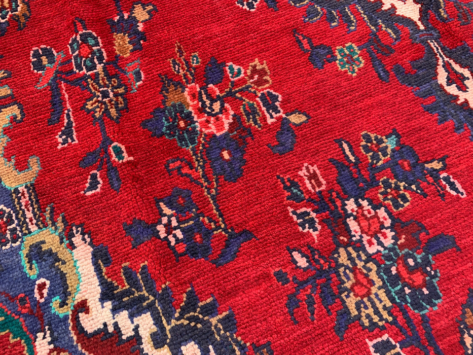Handgemaakt Perzisch wollen vloerkleed 210x305 cm - Rood & marineblauw Perzisch tapijt met bloemenmedaillon - Exacte afmetingen 299 cm x 208 cm - KBHM-1152