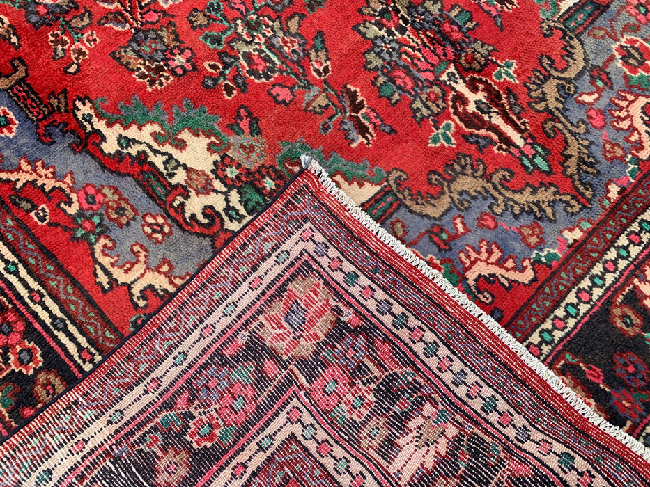 Handgeknoopt Perzisch wollen tapijt 9'9 x 6'11 – Rood vloerkleed met bloemenmedaillon – kbhm-1153