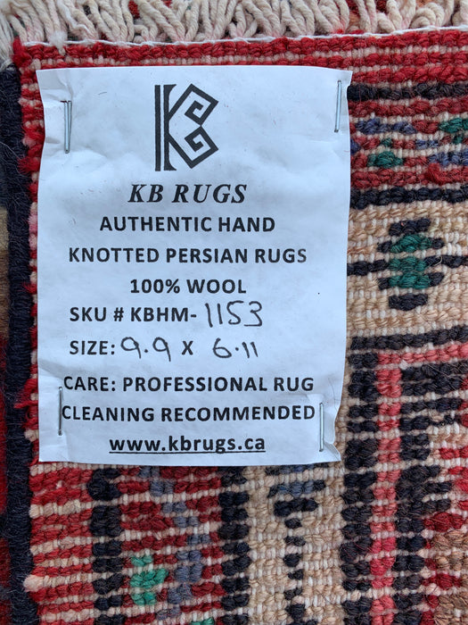 Handgeknoopt Perzisch wollen tapijt 9'9 x 6'11 – Rood vloerkleed met bloemenmedaillon – kbhm-1153
