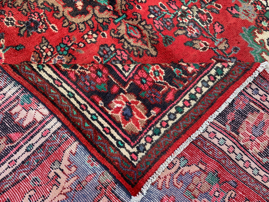 Handgeknoopt Perzisch wollen tapijt 9'9 x 6'11 – Rood vloerkleed met bloemenmedaillon – kbhm-1153