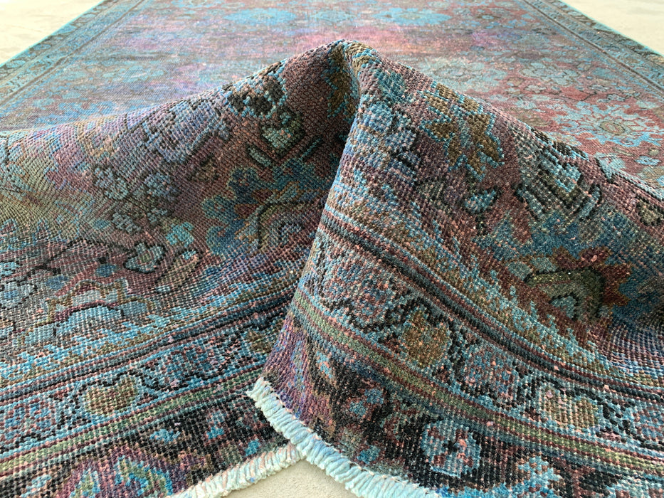 KBHM-1160 Handgeknoopt Perzisch wollen tapijt – 279 x 170 cm vintage verweerd blauw, taupe & mauve karpet