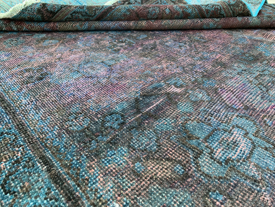 KBHM-1160 Handgeknoopt Perzisch wollen tapijt – 279 x 170 cm vintage verweerd blauw, taupe & mauve karpet