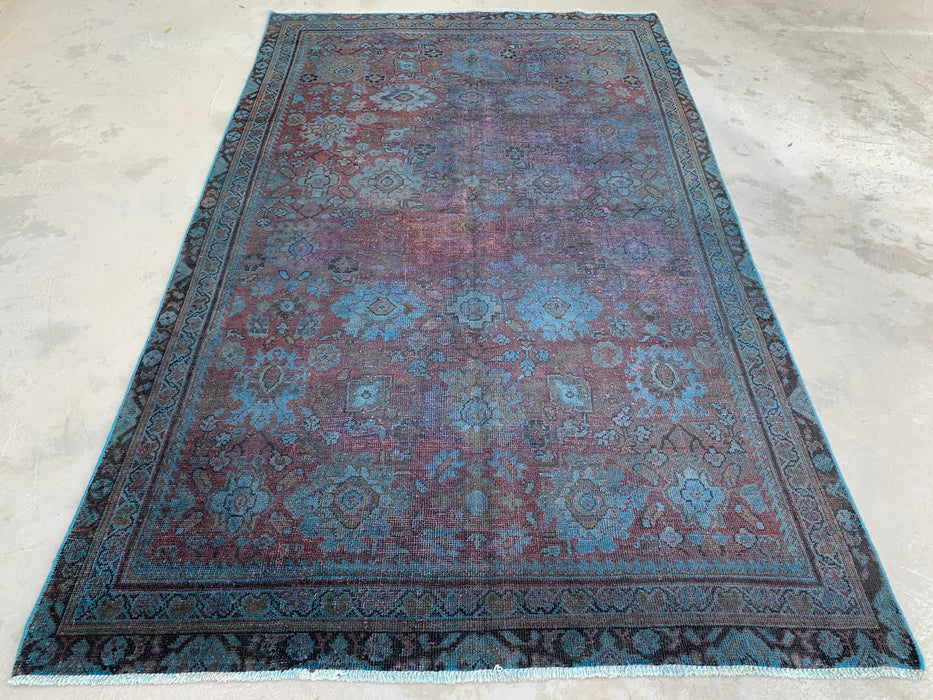 KBHM-1160 Handgeknoopt Perzisch wollen tapijt – 279 x 170 cm vintage verweerd blauw, taupe & mauve karpet