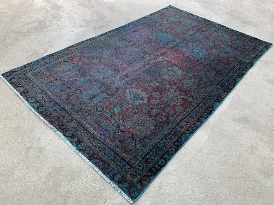 KBHM-1160 Handgeknoopt Perzisch wollen tapijt – 279 x 170 cm vintage verweerd blauw, taupe & mauve karpet
